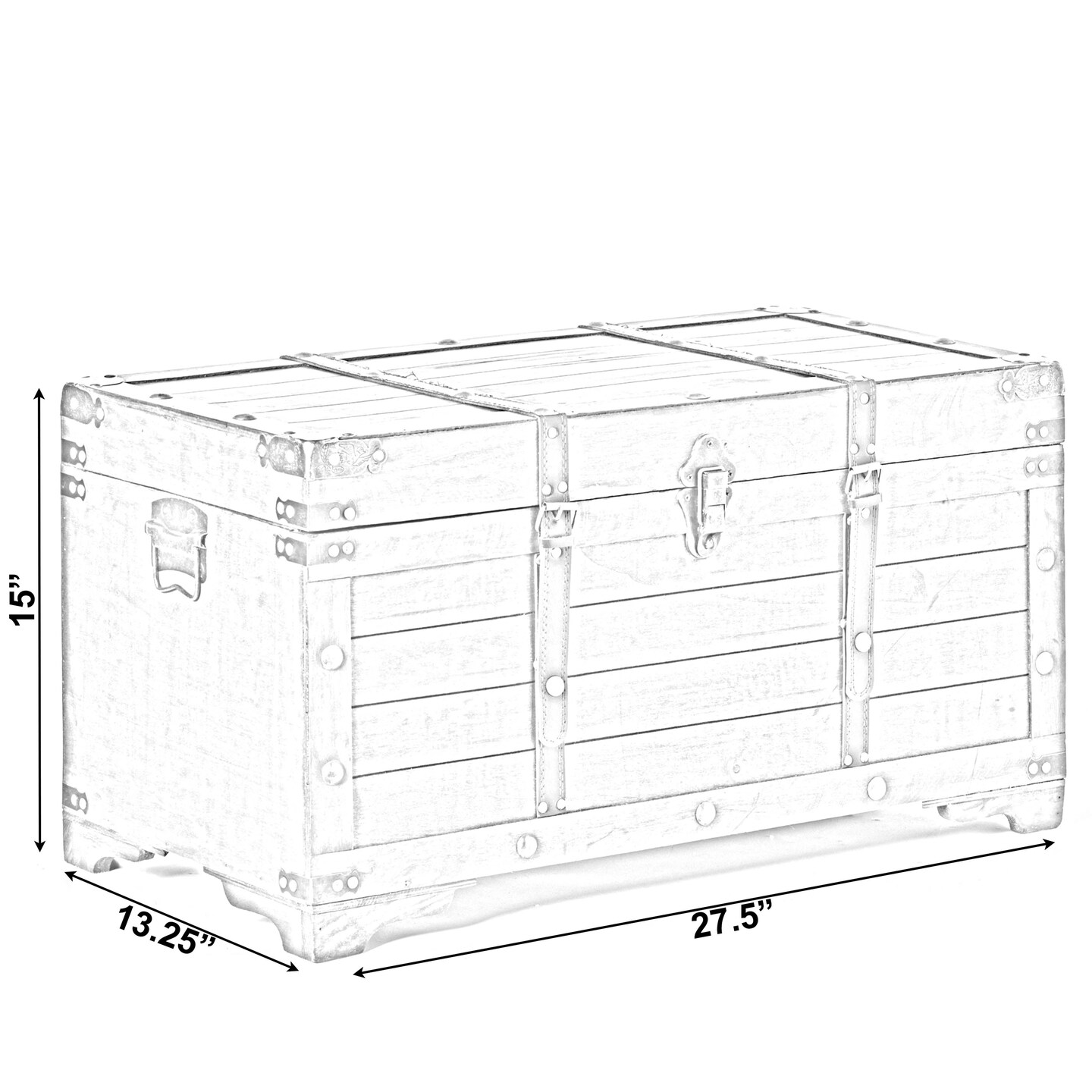 Rustic Large Wooden Storage Trunk with Lockable Latch