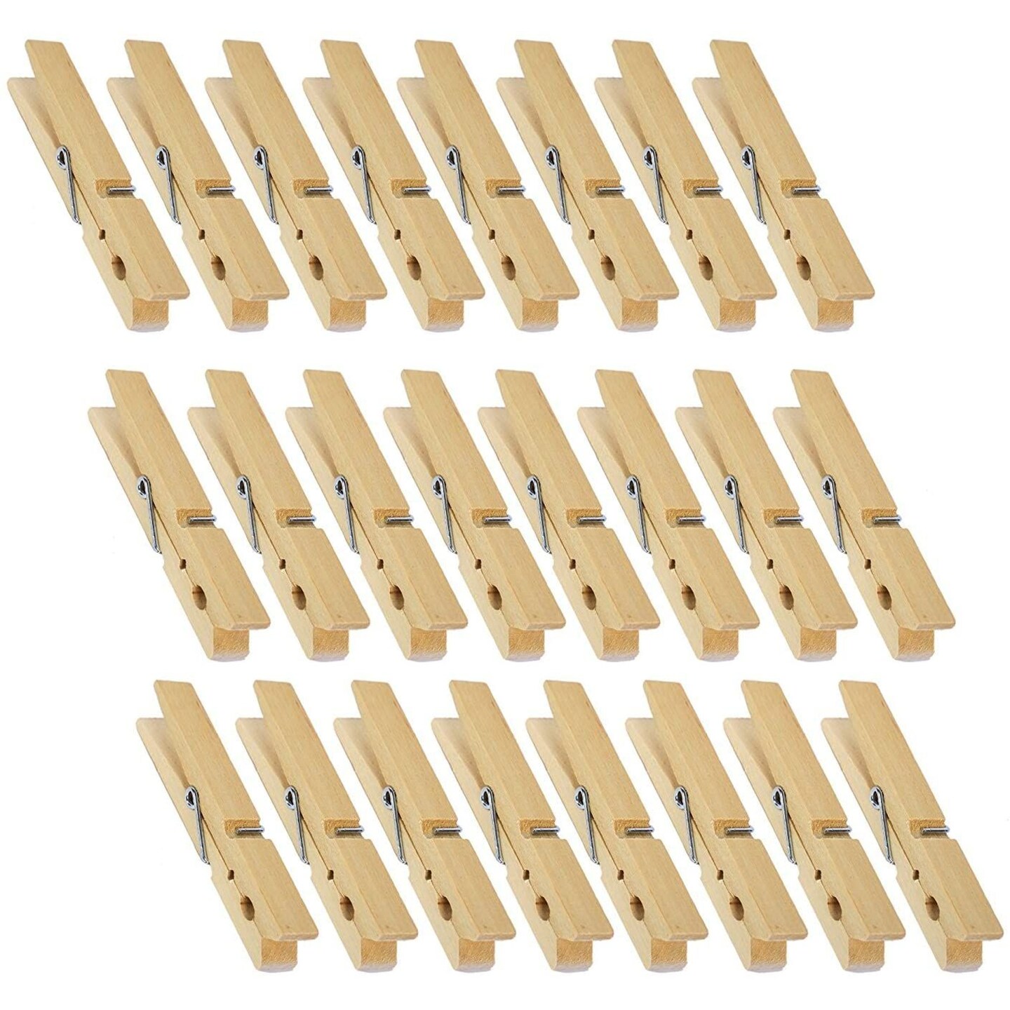 Juvale Wooden Clothespins - 24-Pack Large Clothespins for Shirts, Sheets, Pants, Decor- Made of Natural Wood