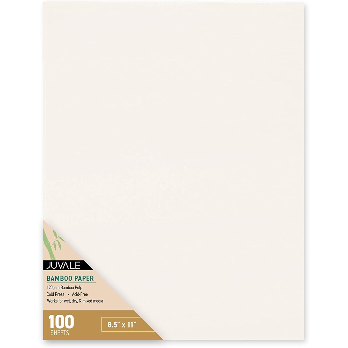 100-Pack Cold Press Bamboo Paper Sheets for Mixed Media, Drawing, Painting, 100GSM (8.5 x 11 In)