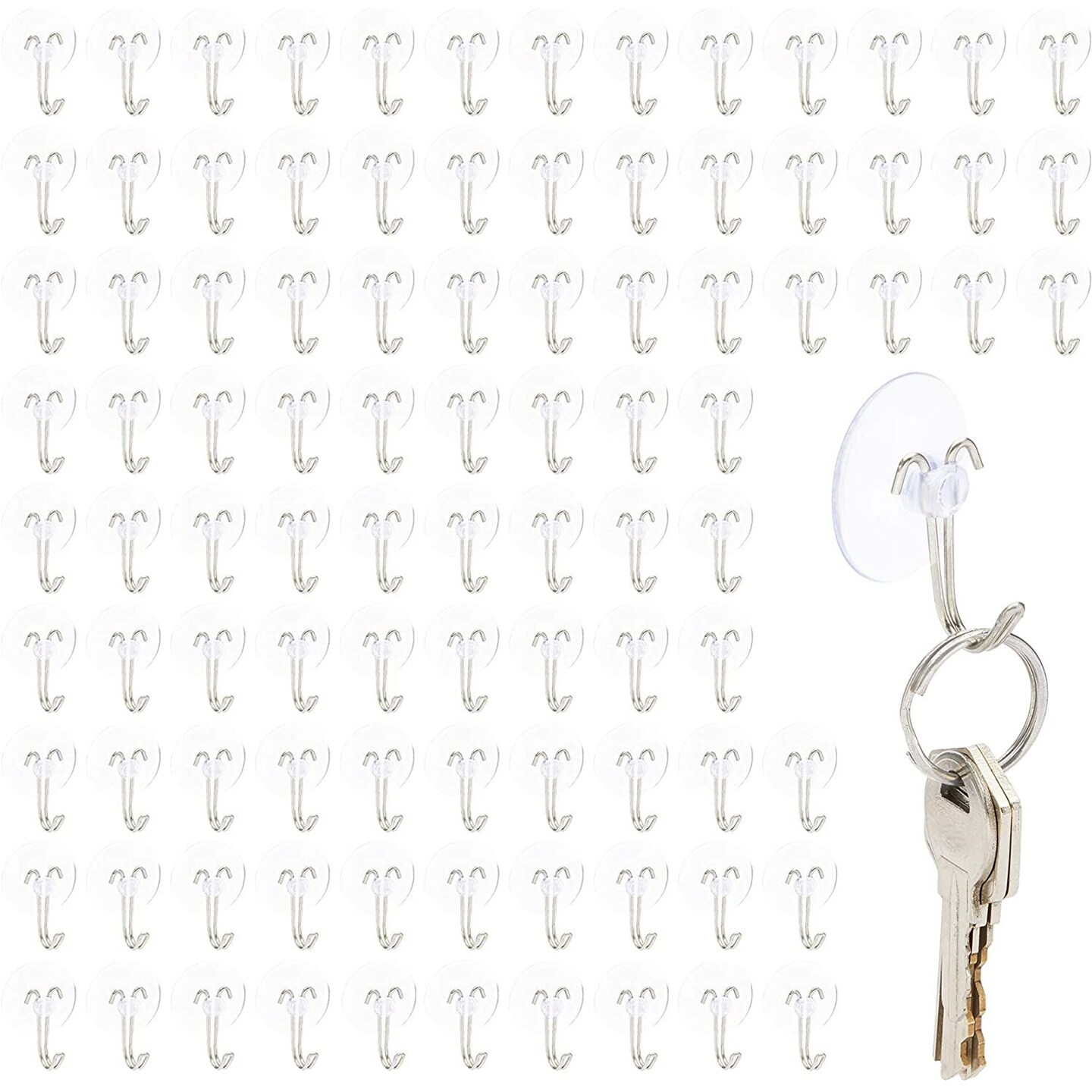 Mini Clear Suction Cup Hooks, 0.19 Inches (30 mm, 100 Pack)