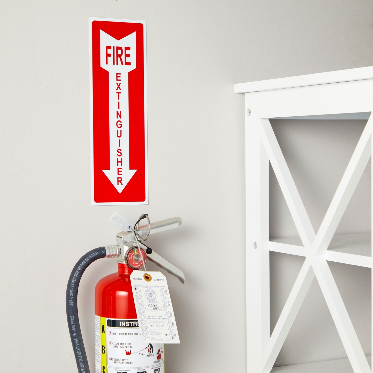 4 Pack Aluminum Fire Extinguisher Signs Stickers  for Office, Retail, Restaurants (3.9 x 11.75 In)