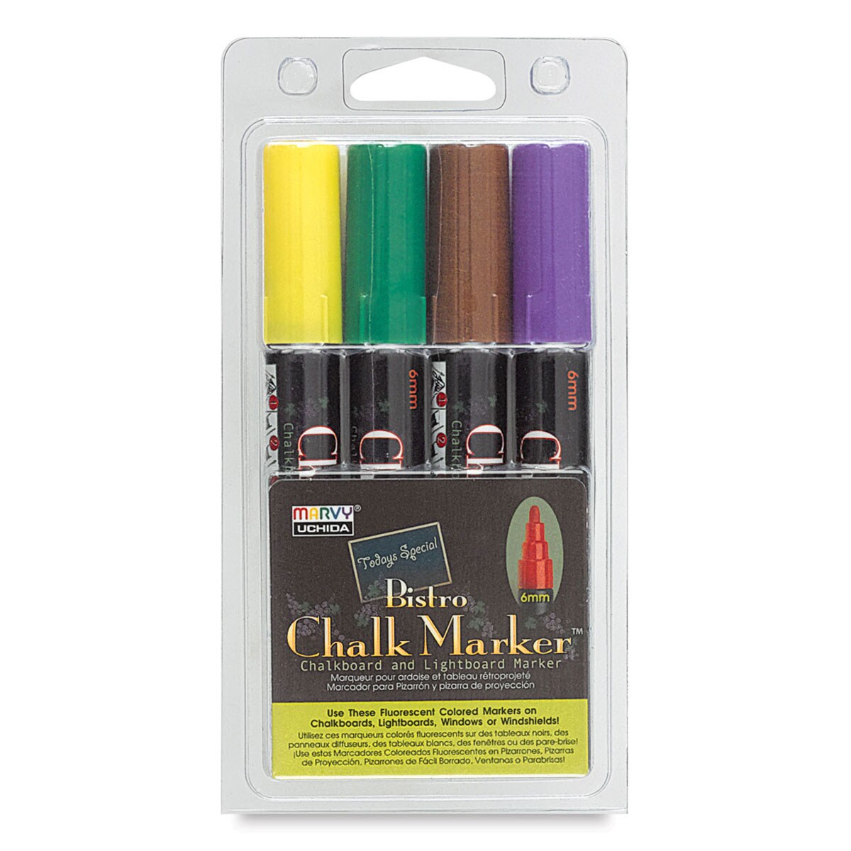 Marvy Uchida Bistro Chalk Marker Set - Assorted Colors, Set A, 6 mm