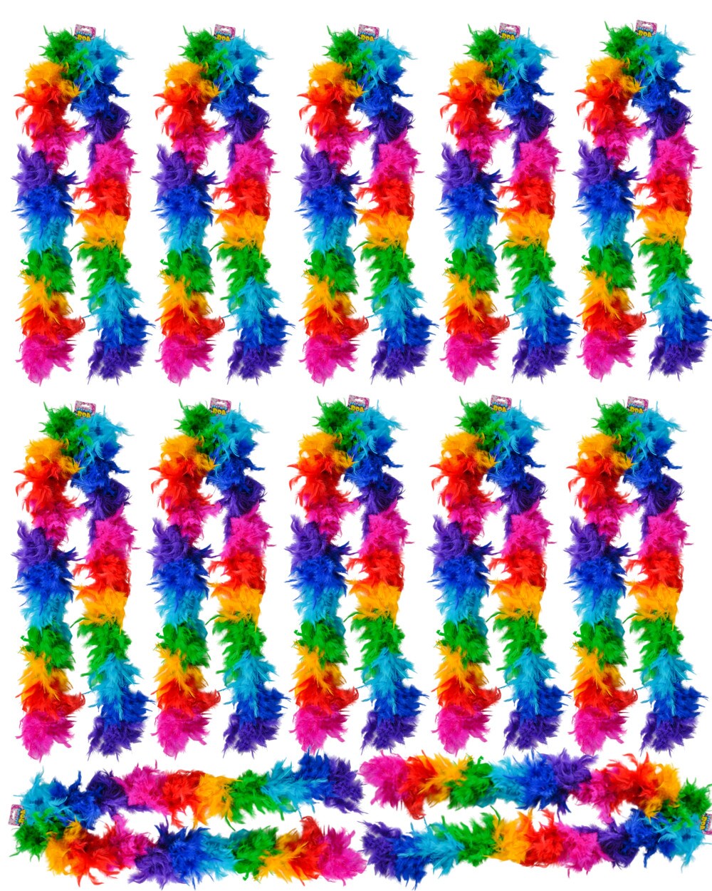 Dozen Rainbow 72" Feather Boas 20's Show Girl Cabaret Dancer Costume Accessory