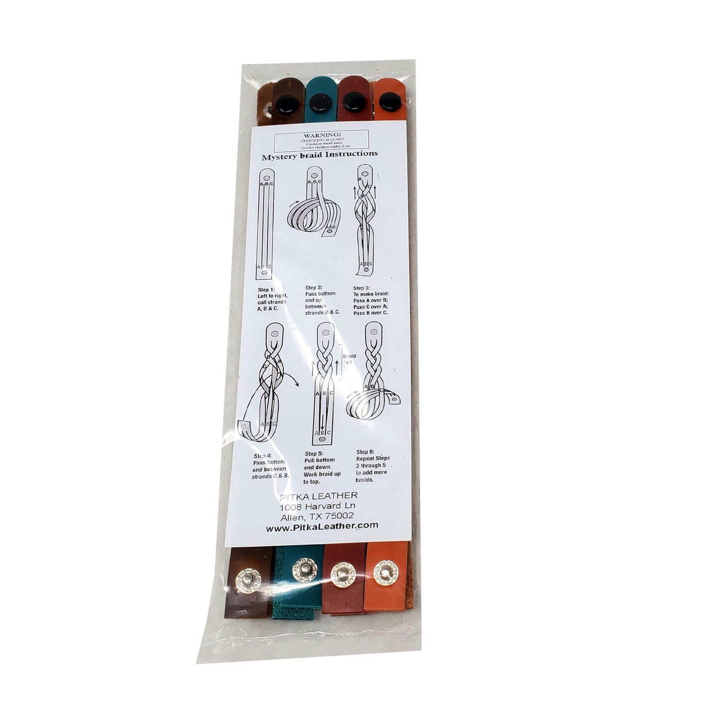 Mystery Braid Leather Bracelets DIY Kit - 8 Pack Ready to Braid Leather Bracelets in 4 Colors - Made in USA