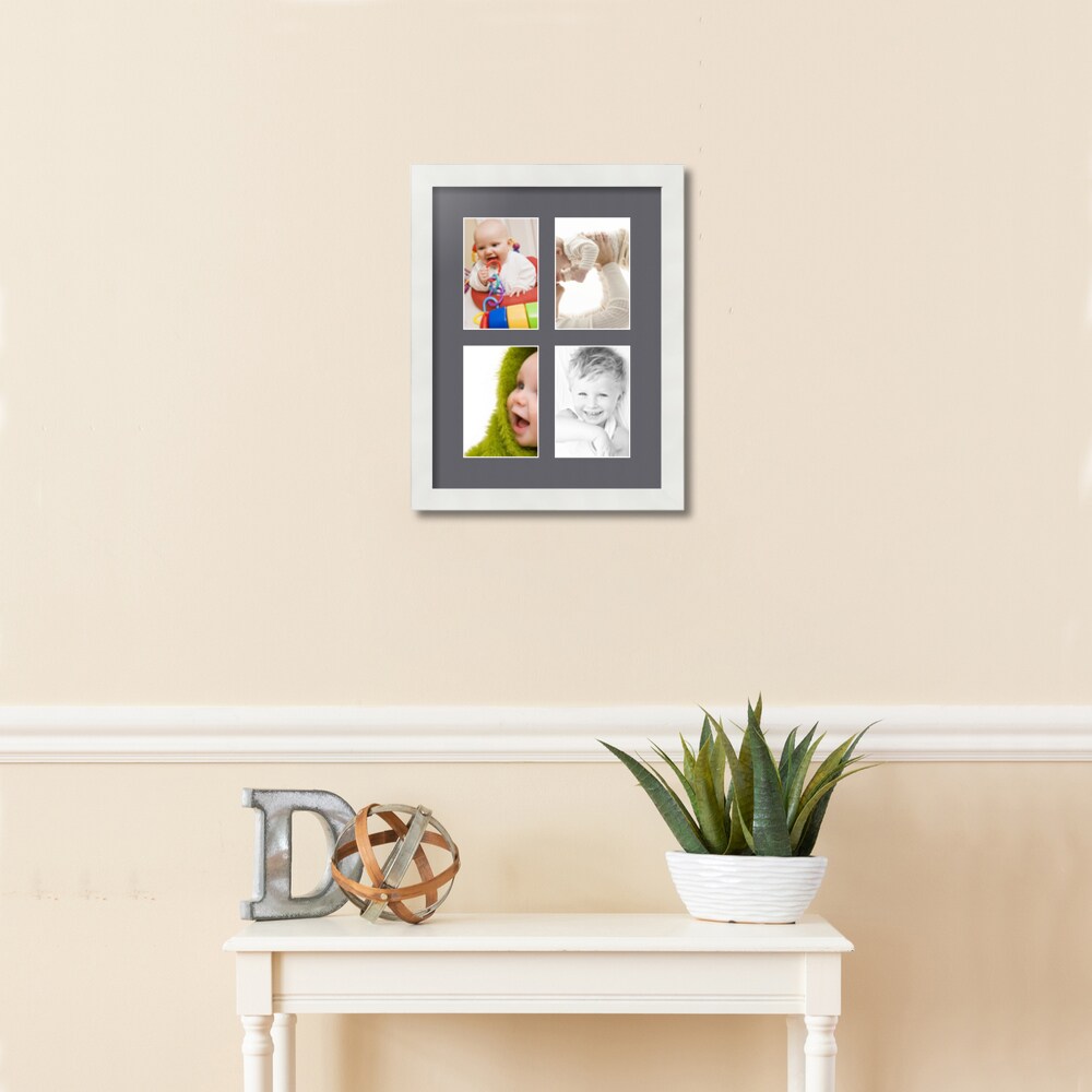 ArtToFrames Collage Photo Picture Frame with 4 - 4x6 inch Openings, Framed in White with Over 62 Mat Color Options and Regular Glass (CSM-3966-2)
