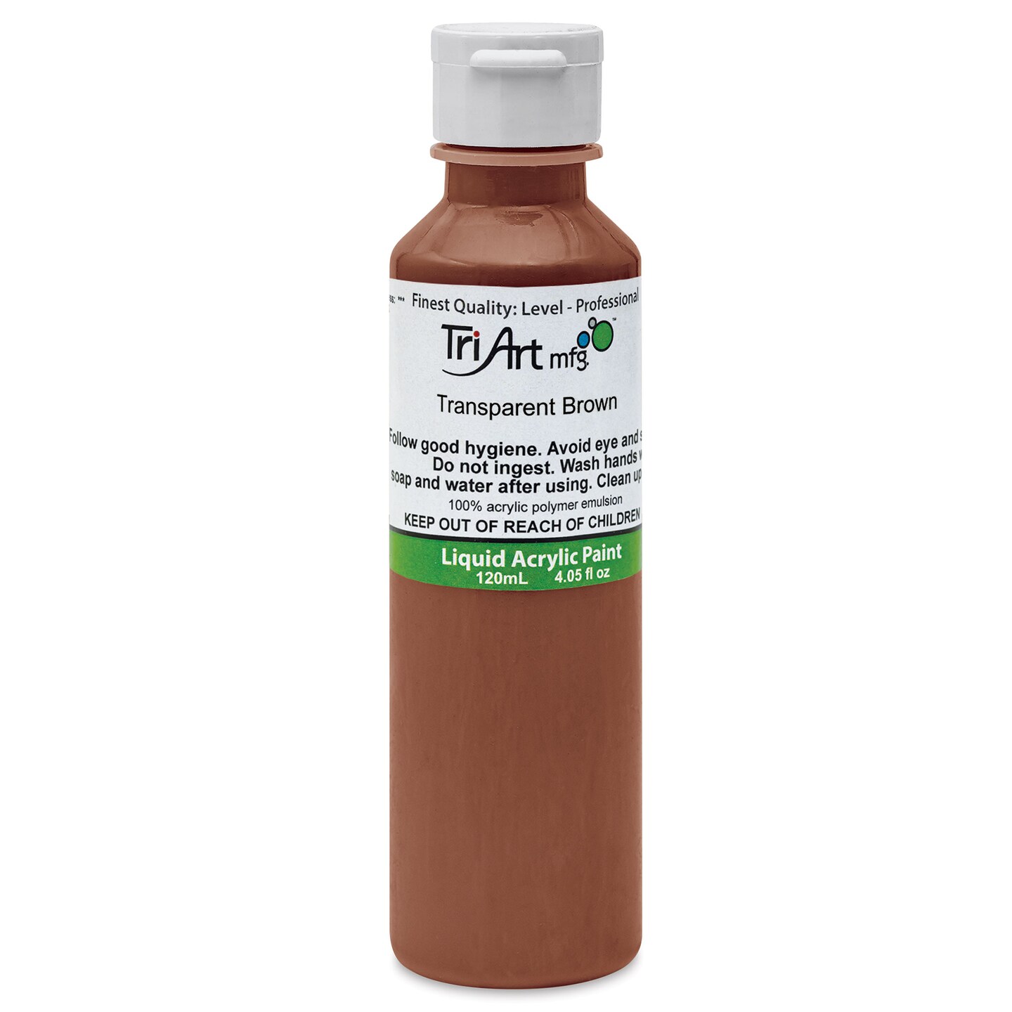Tri-Art Liquid Artist Acrylics - Transparent Brown, 120 ml bottle