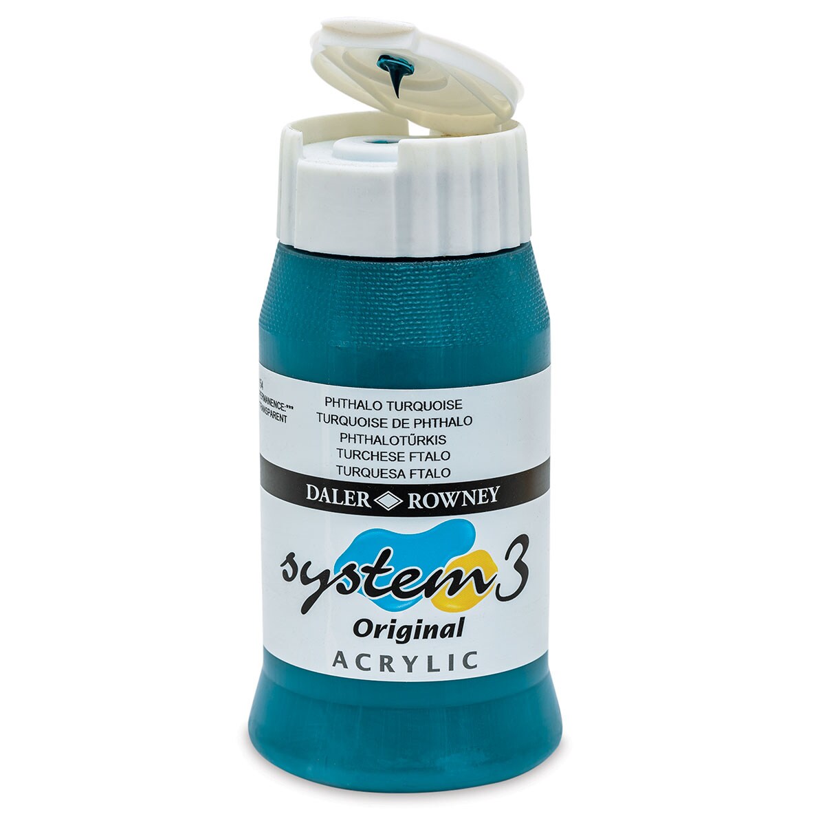 Daler-Rowney System3 Acrylic - Phthalo Turquoise, 500 ml bottle