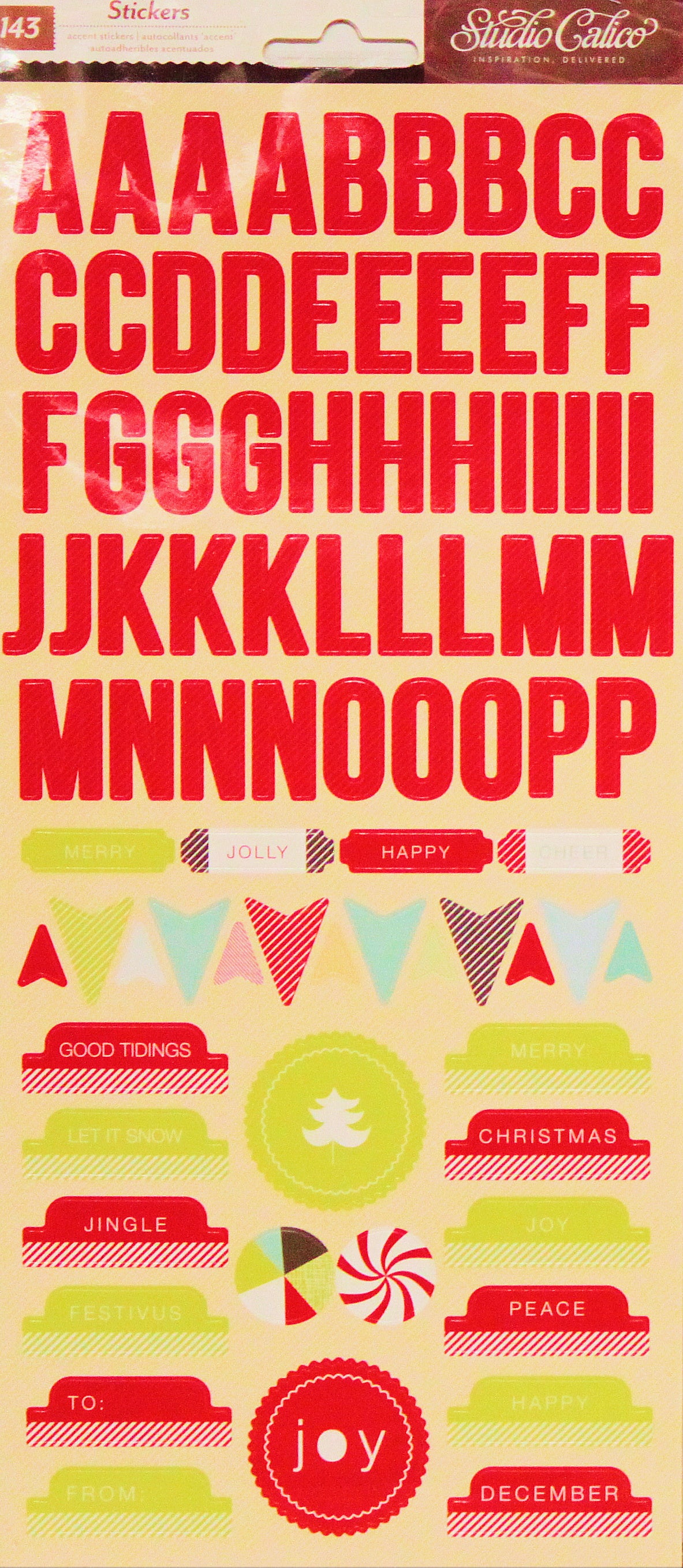 American Crafts Studio Calico Holiday Large Double-Sided Alphabet &#x26; Numbers Sticker
