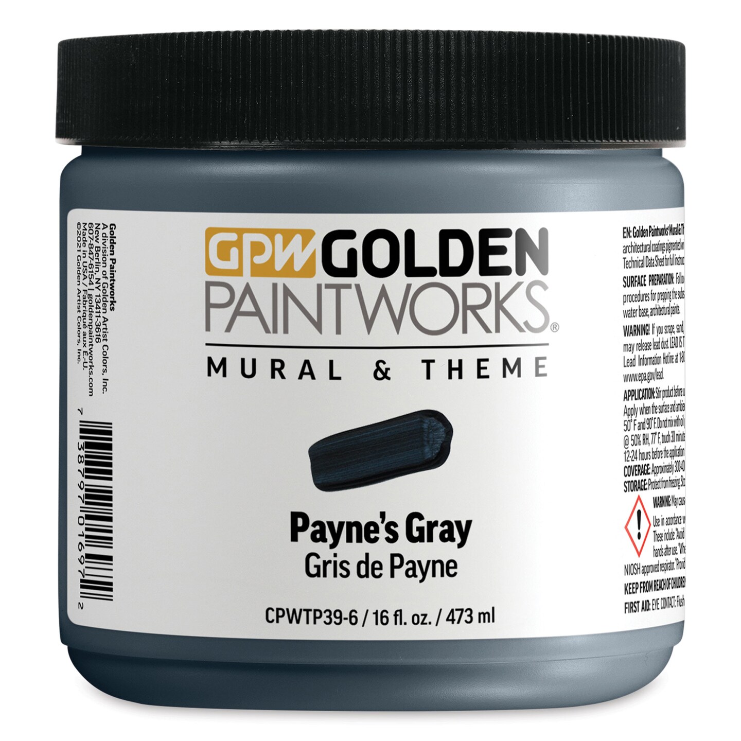 Golden Paintworks Mural and Theme Acrylic Paint Payne's Gray, 16 oz