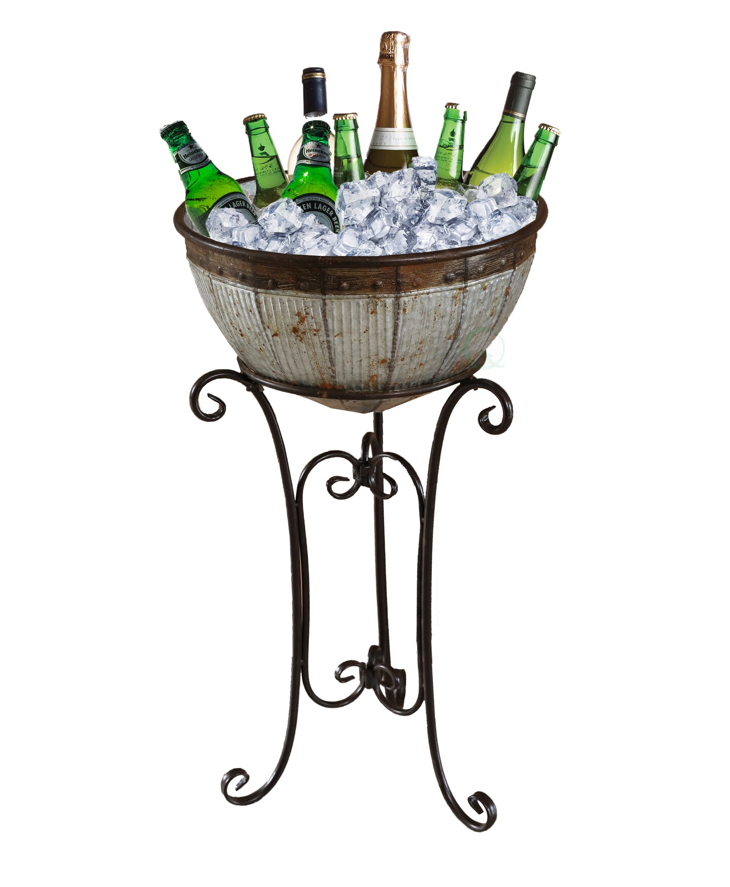 Galvanized Metal Beverage Cooler Tub with Stand