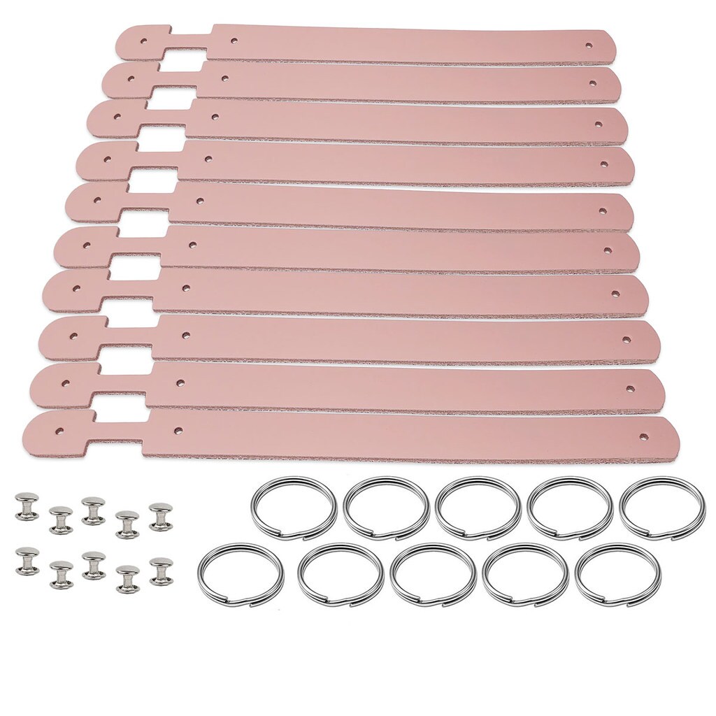 Blank Leather Keychains – DIY Engraving Kit, Pack of 10 (¾" x 4.5")