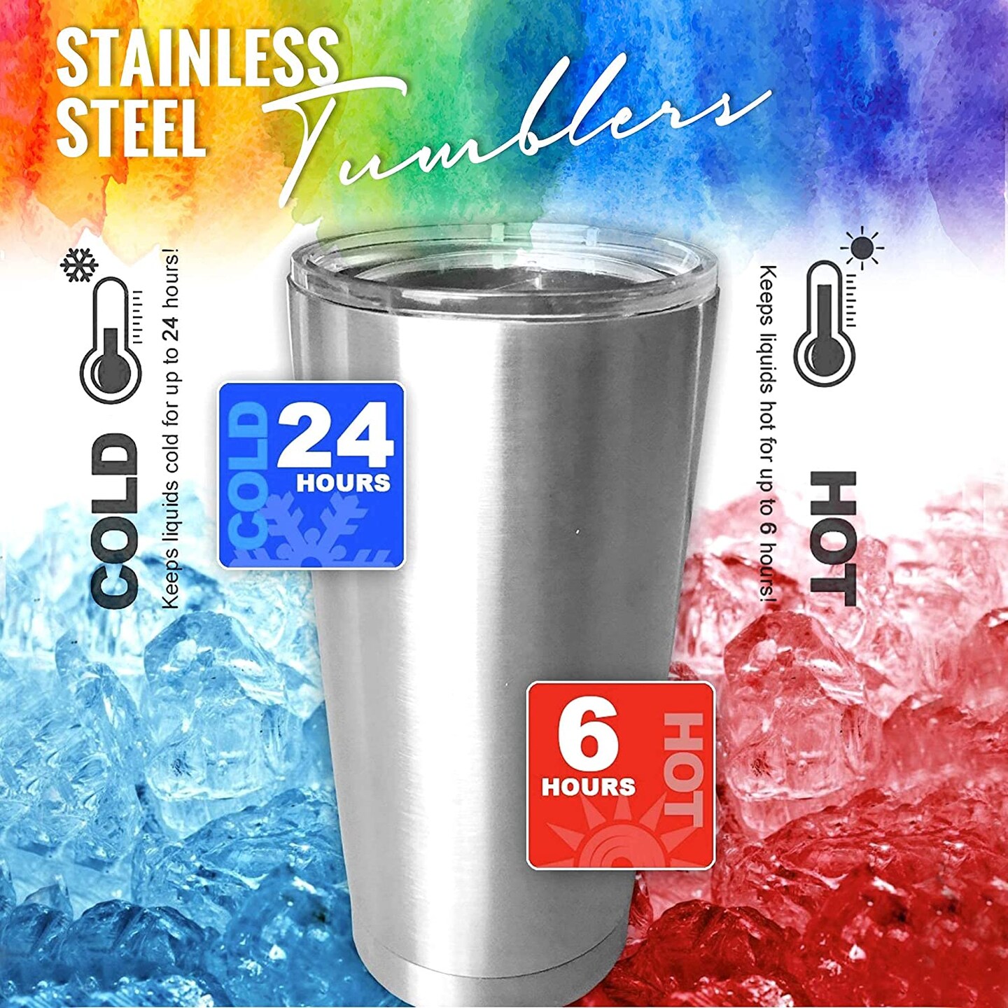 Pixiss Stainless Steel Tumblers Bulk 25-Pack 20oz Double Wall