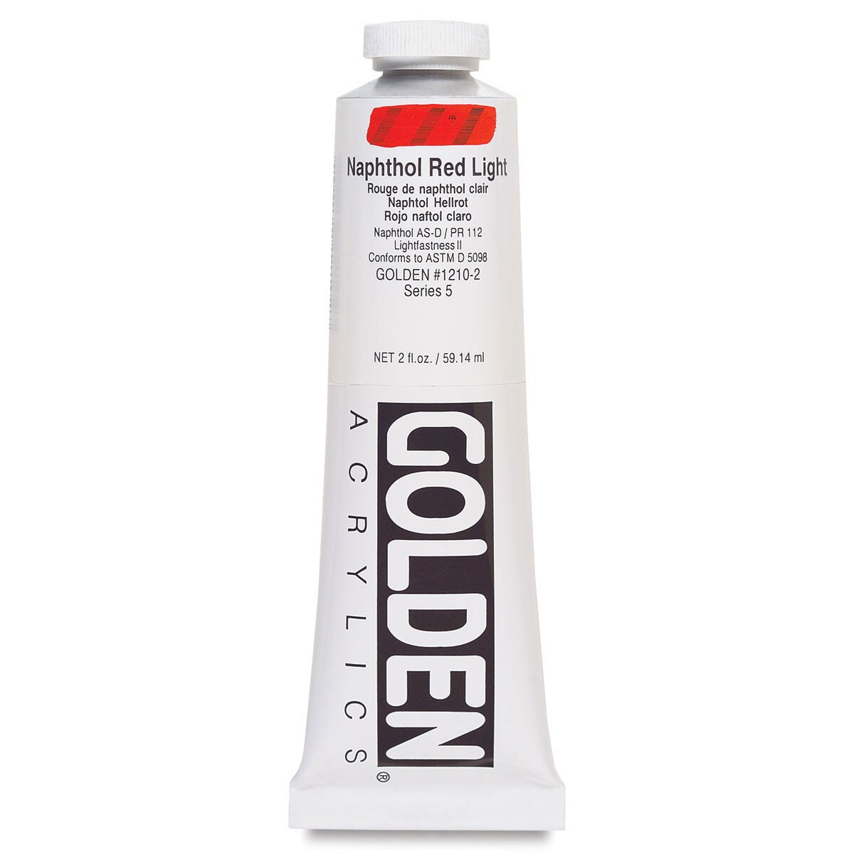 Golden Heavy Body Artist Acrylics - Naphthol Red Light, 2 oz Tube