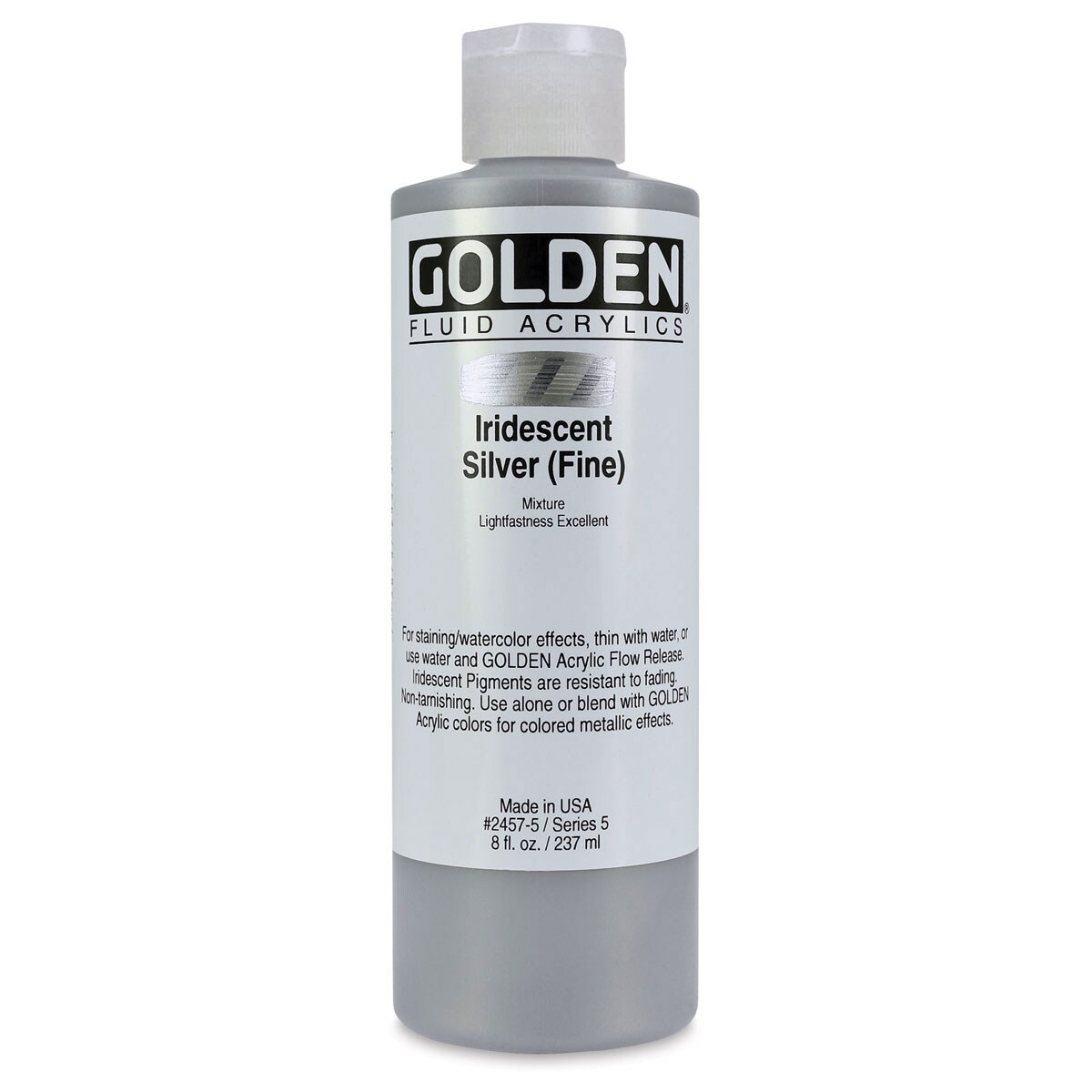 Golden Fluid Acrylics - Iridescent Silver (Fine), 8 oz bottle