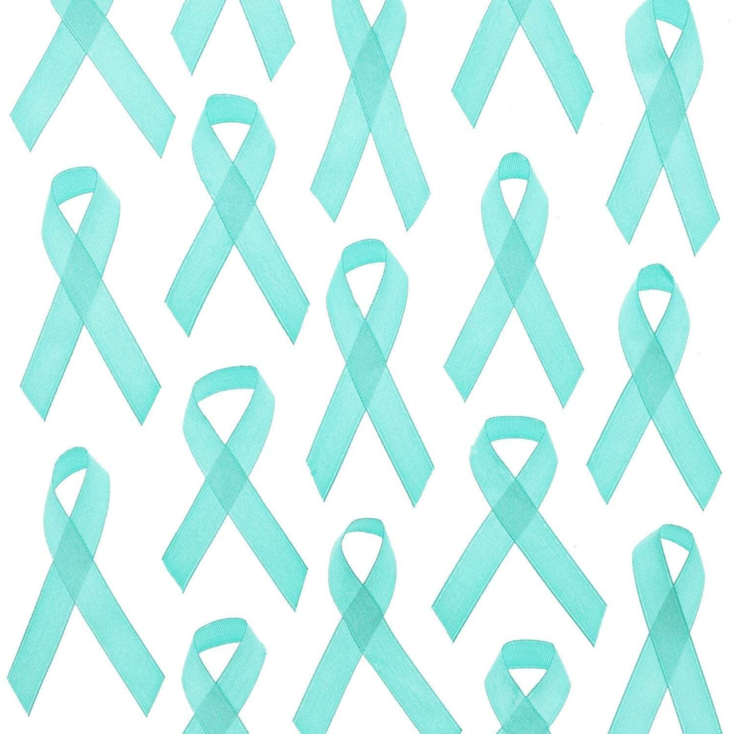 Light Blue Fabric Awareness Ribbons - 250 ribbons / bag