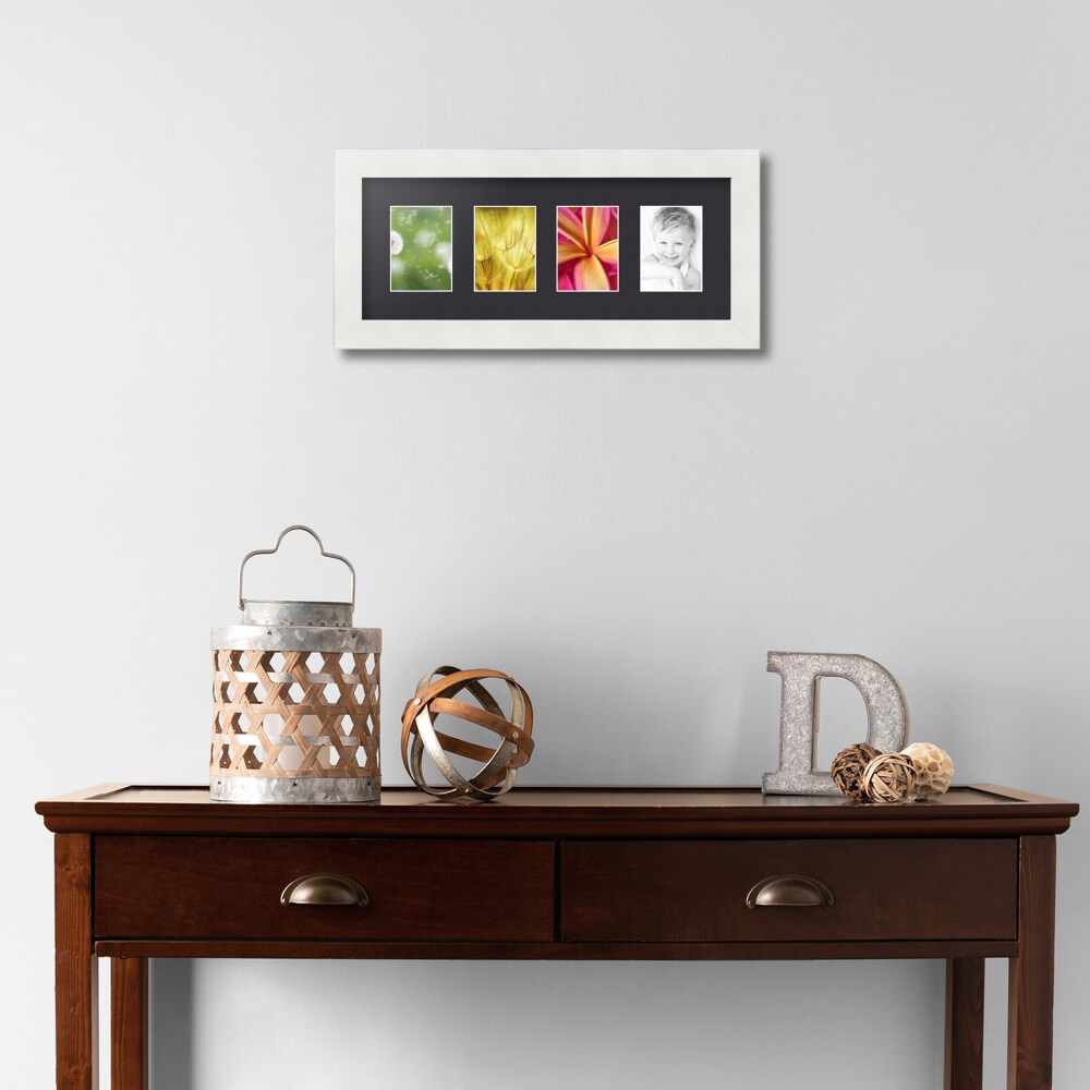 ArtToFrames Collage Photo Picture Frame with 4 - 2.5x3.5 inch Openings, Framed in White with Over 62 Mat Color Options and Regular Glass (CSM-3966-20)