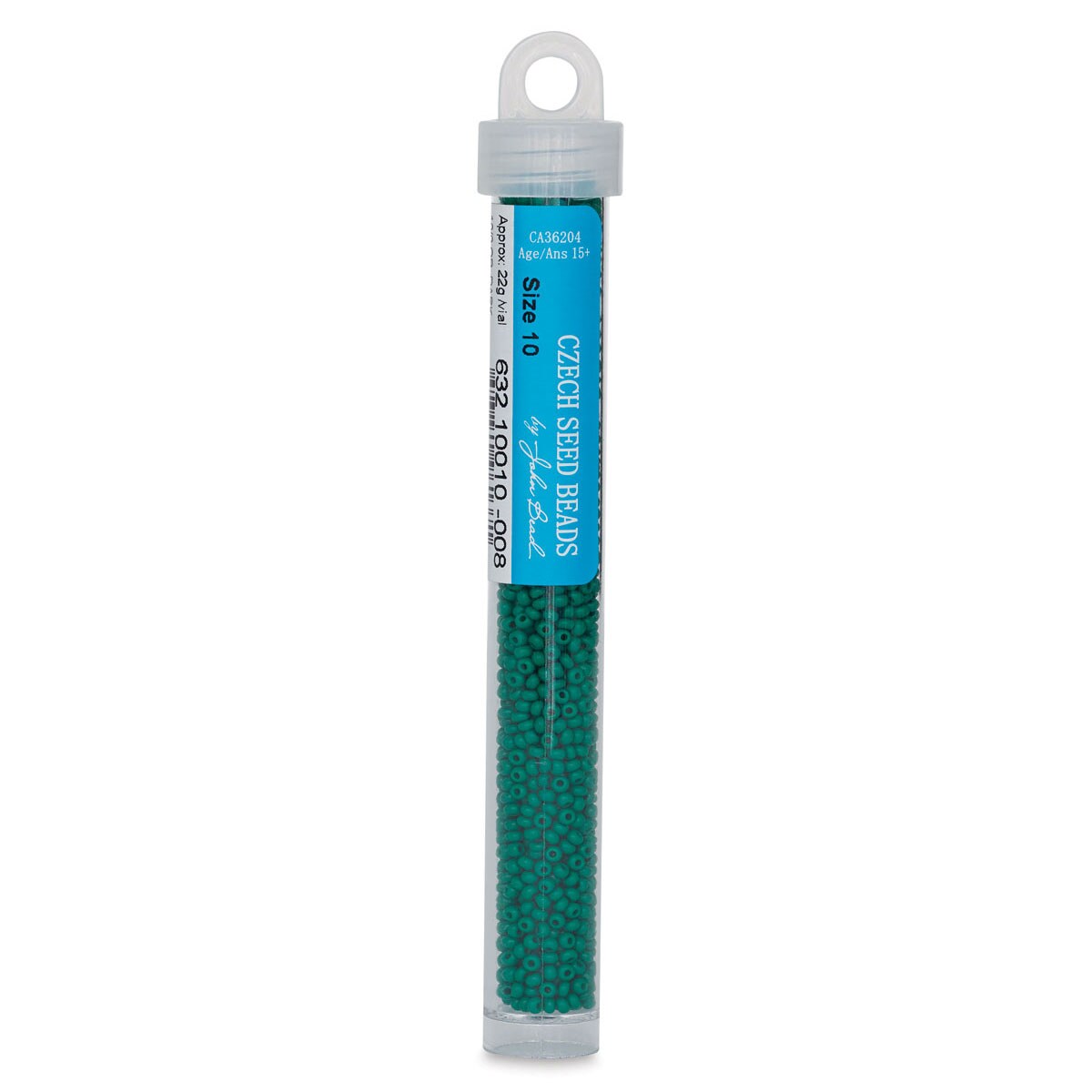 John Bead Czech Glass Seed Beads - Dark Green, 10/0, 22 g vial