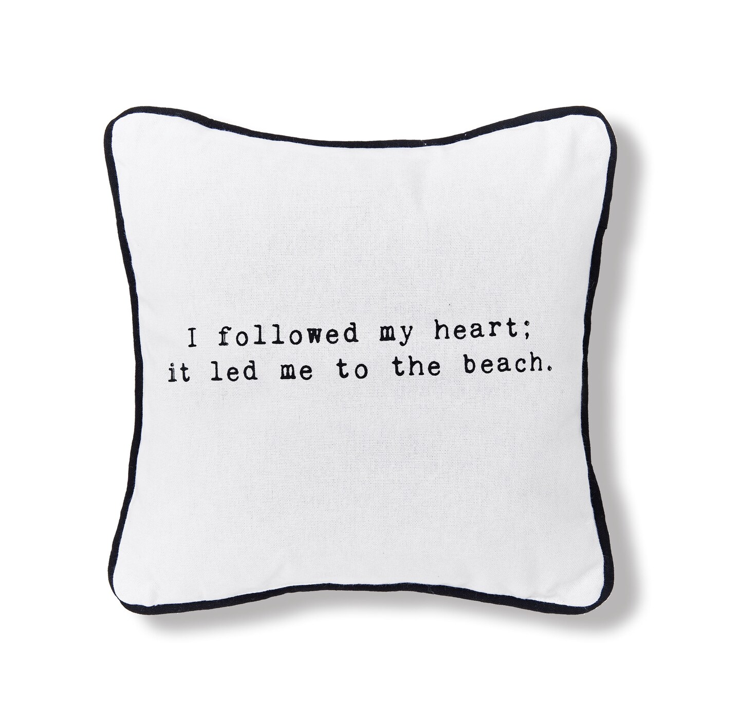 I followed my heart to the beach 10" x 10" Printed Small Petite Throw Pillow