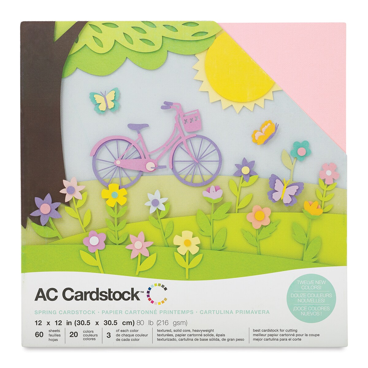 AC Cardstock Papers - 12&#x22; x 12&#x22;, Spring, 60 Sheets