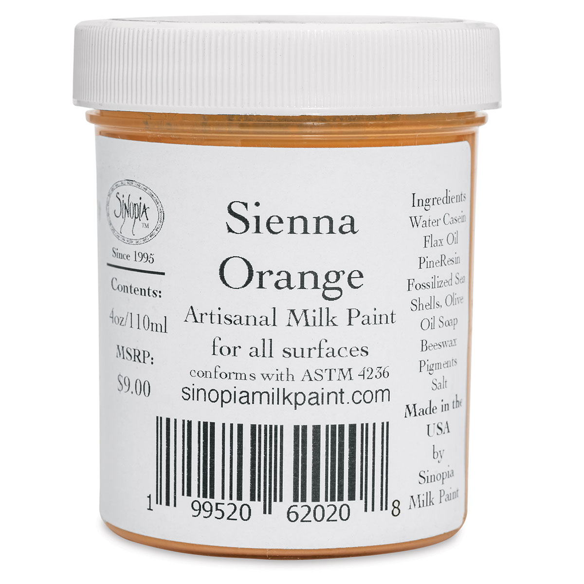Sinopia Milk Paint - Sienna Orange, 4 oz