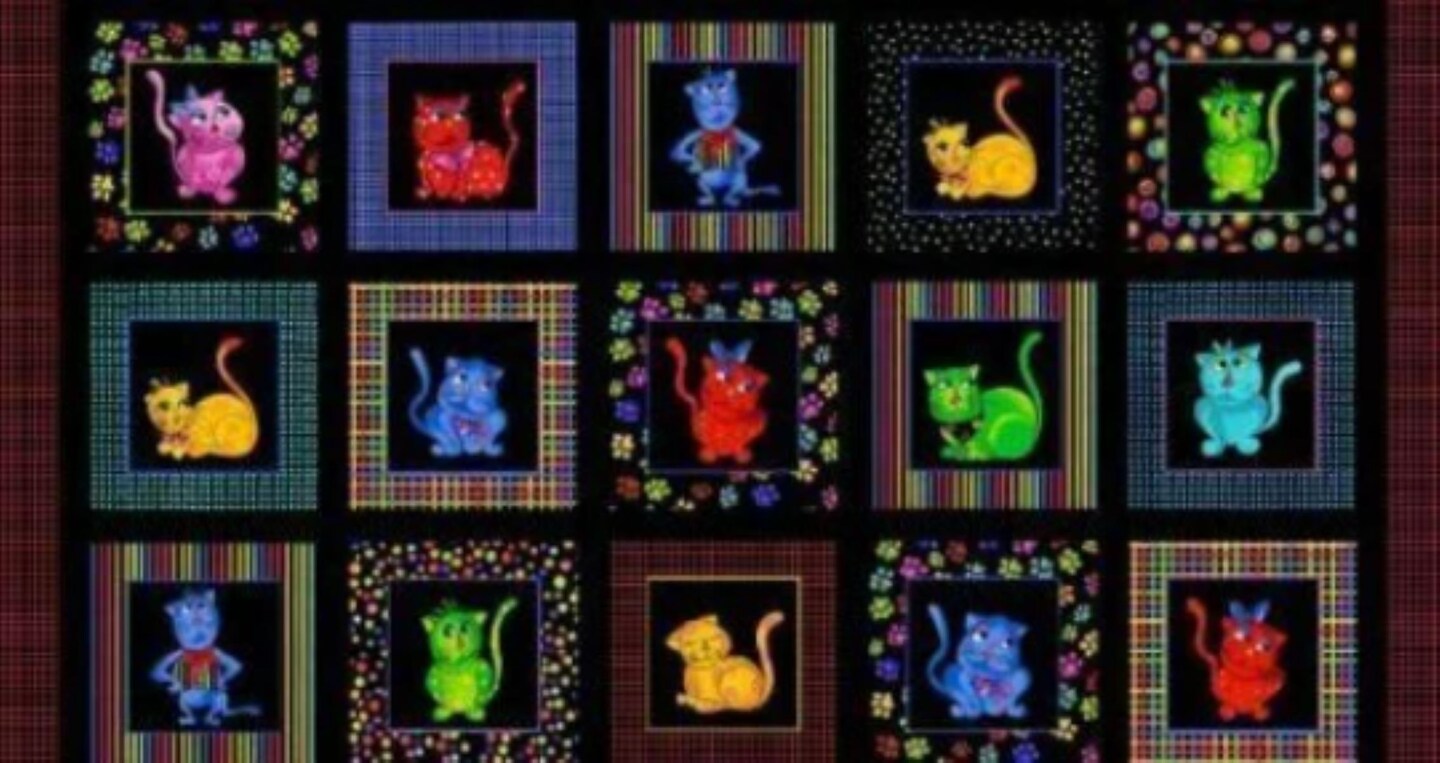 Loralie Designs Cool Cats Fabric Panel for Quilting