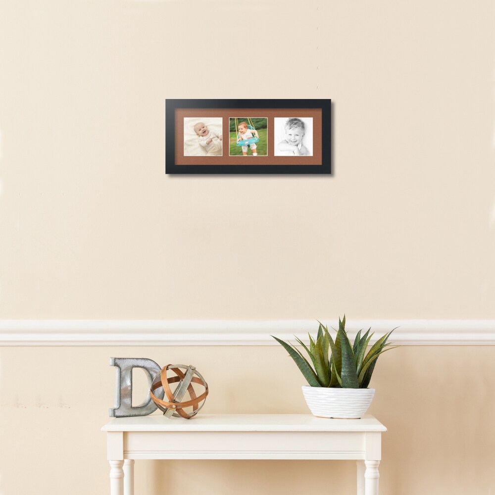 ArtToFrames Collage Photo Picture Frame with 3 - 5x5 inch Openings, Framed in Black with Over 62 Mat Color Options and Regular Glass (CSM-3926-95)
