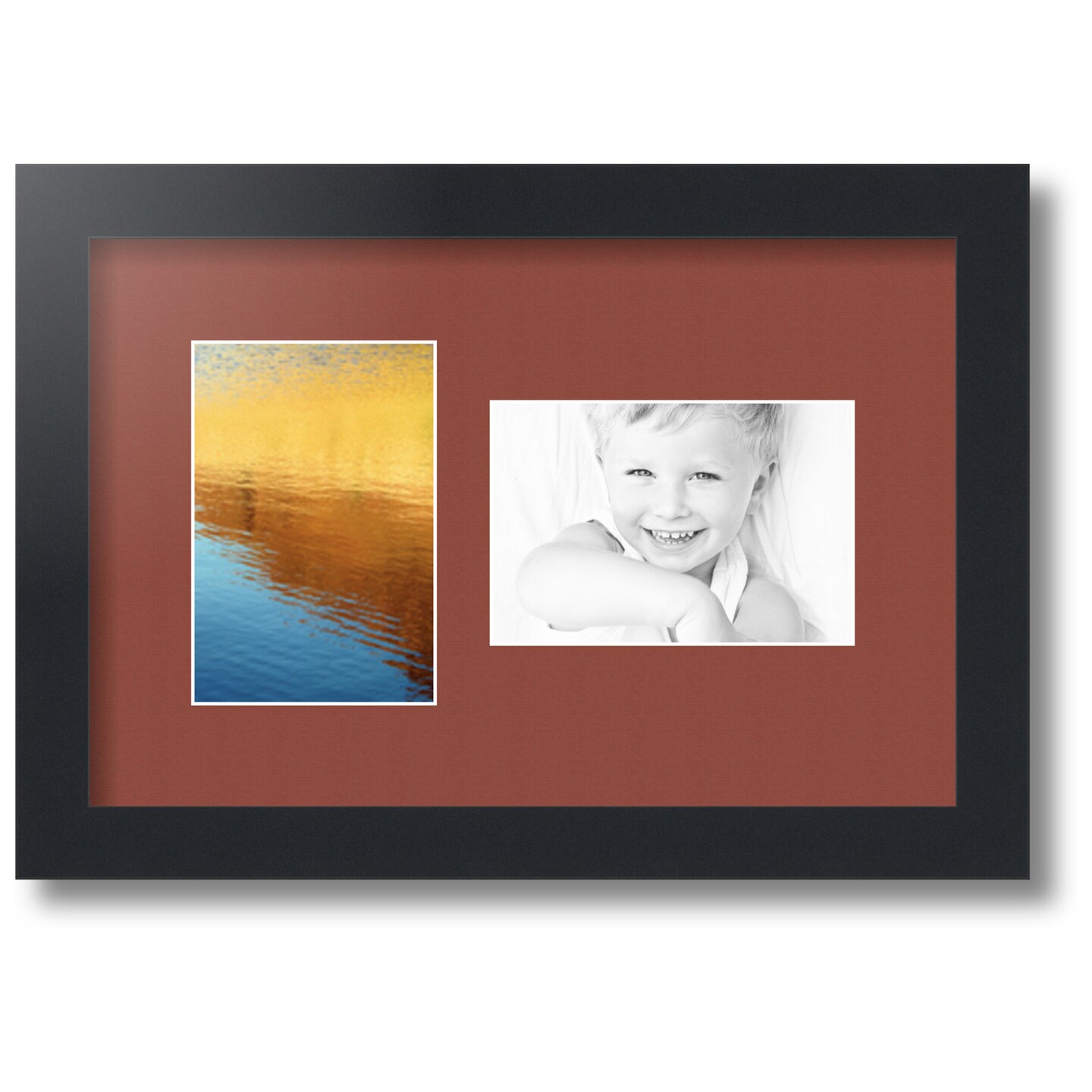 ArtToFrames Collage Photo Picture Frame with 4 - 4x6 inch Openings, Framed  in Black with Over 62 Mat Color Options and Plexi Glass (CSM-3926-14)