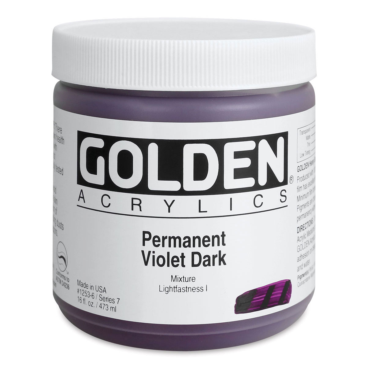 Golden Heavy Body Artist Acrylics - Permanent Violet Dark, 16 oz Jar