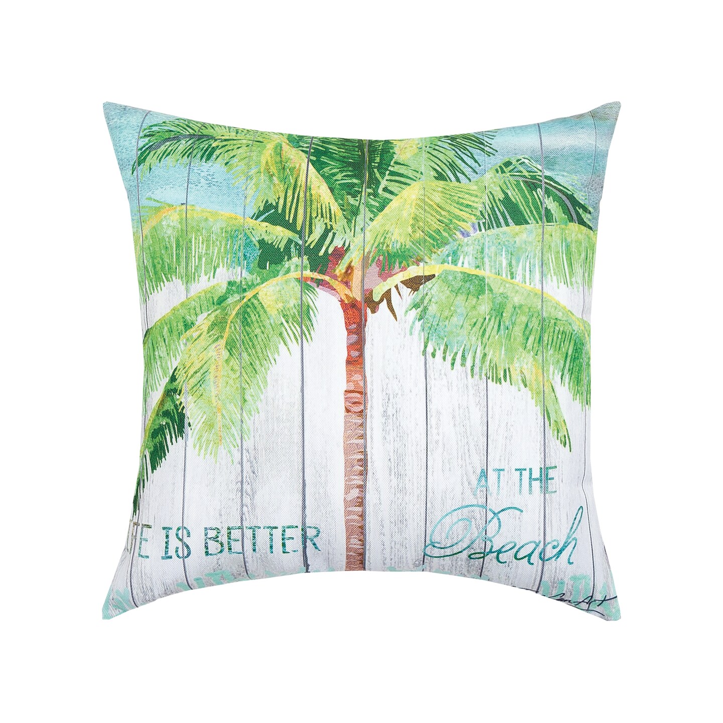 18&#x22; x 18&#x22; At The Beach Coastal Tropical Beach Premium Indoor/Outdoor Accent Throw Pillow