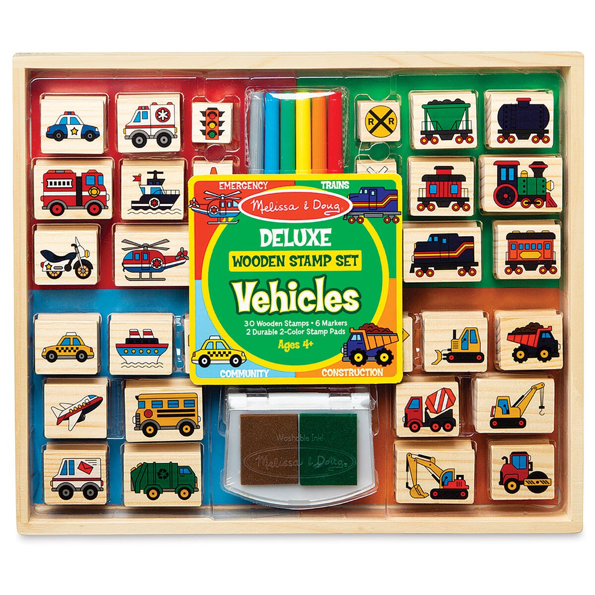 Melissa & Doug Deluxe Wooden Stamp Set Vehicles : Target