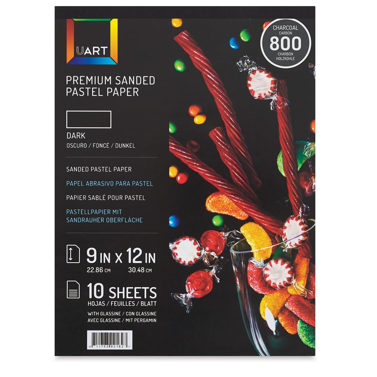 UArt Sanded Pastel Paper Pad - 800 Grit, 9&#x22; x 12&#x22;, 10 Sheets, Dark