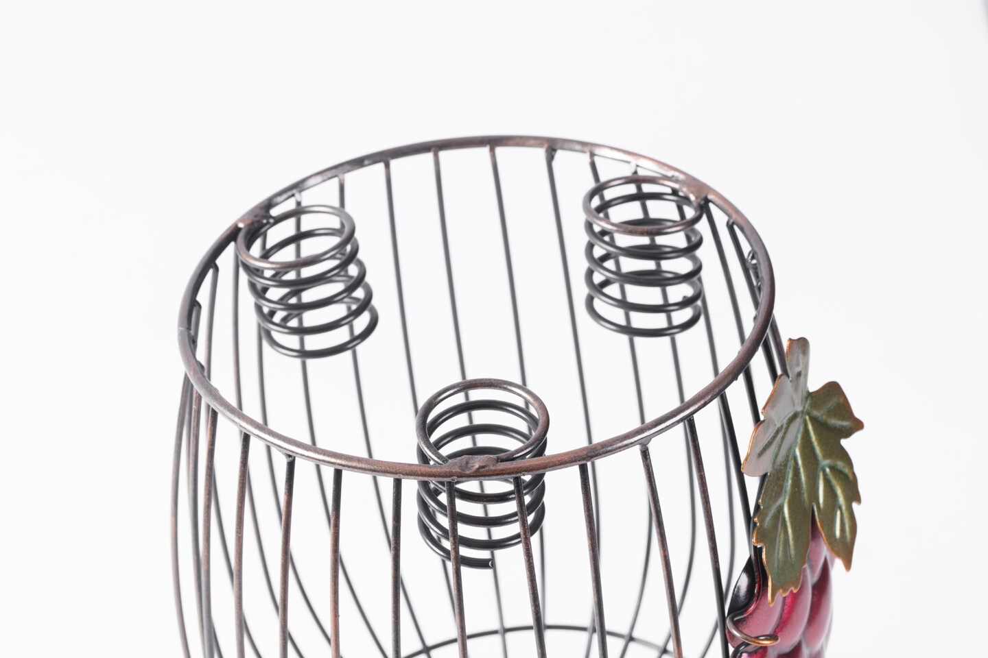 Vintage Decorative Metal Wire Goblet Shaped Freestanding Wine Bottle and Cork Holder