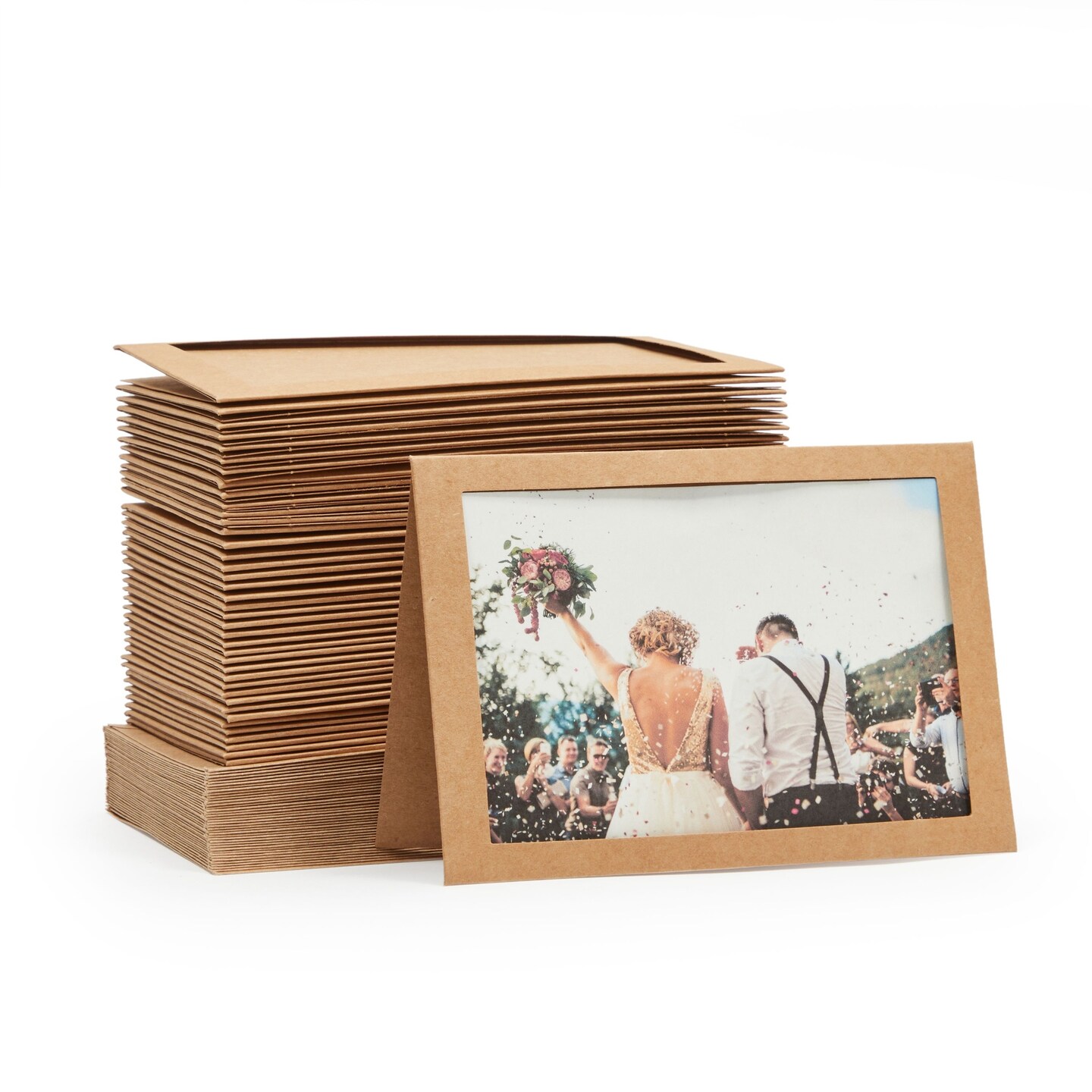 48 Pack Kraft Photo Inserts with Envelopes, Paper Picture Frame Note Cards for 4x6 Inch Photos (Brown)