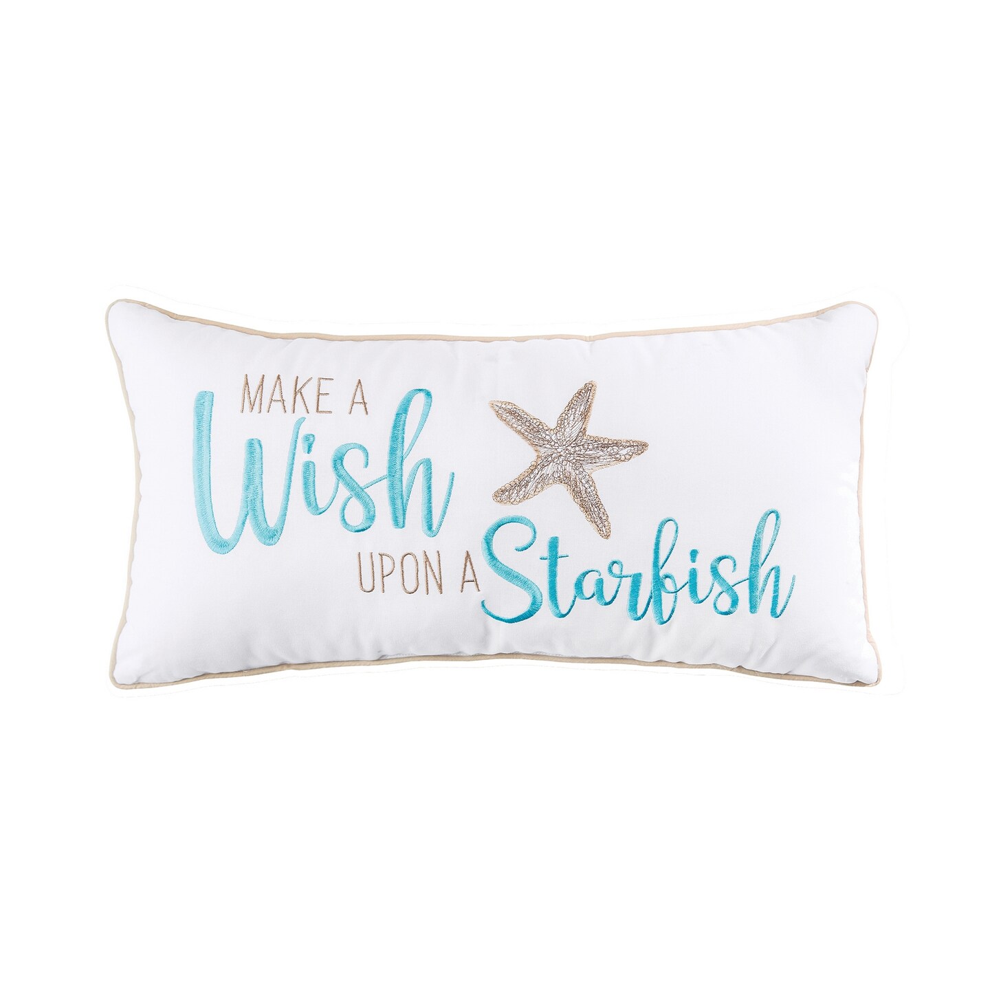 12&#x22; x 24&#x22; Wish Upon A Starfish Embroidered Throw Pillow