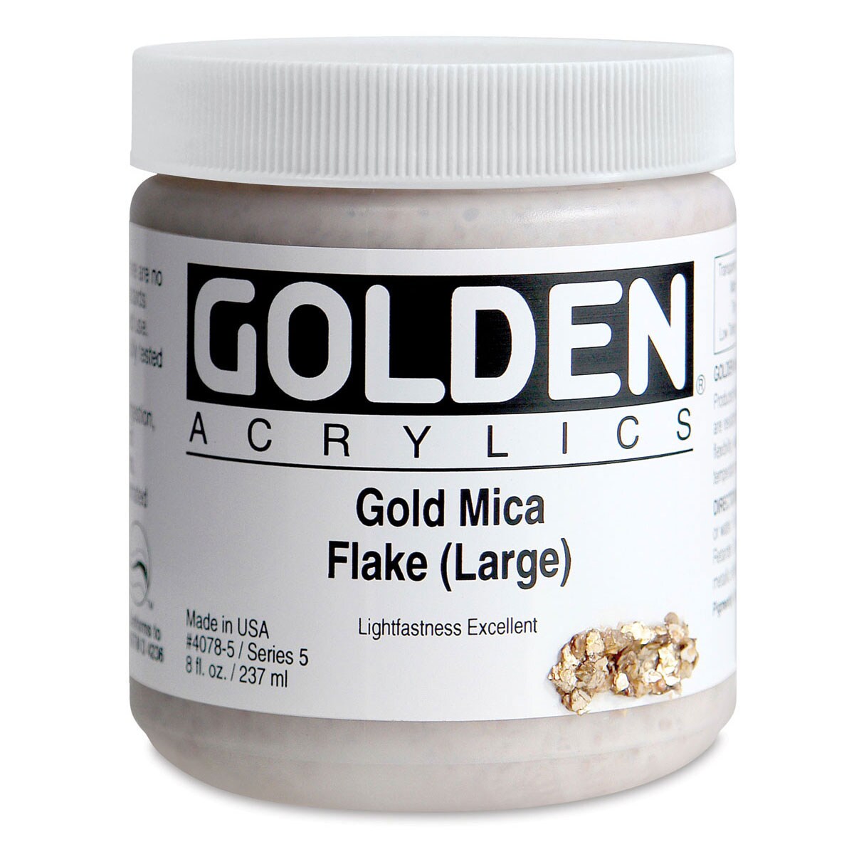 Golden Heavy Body Acrylic Iridescent Gold Mica Flake (Large) 8 oz