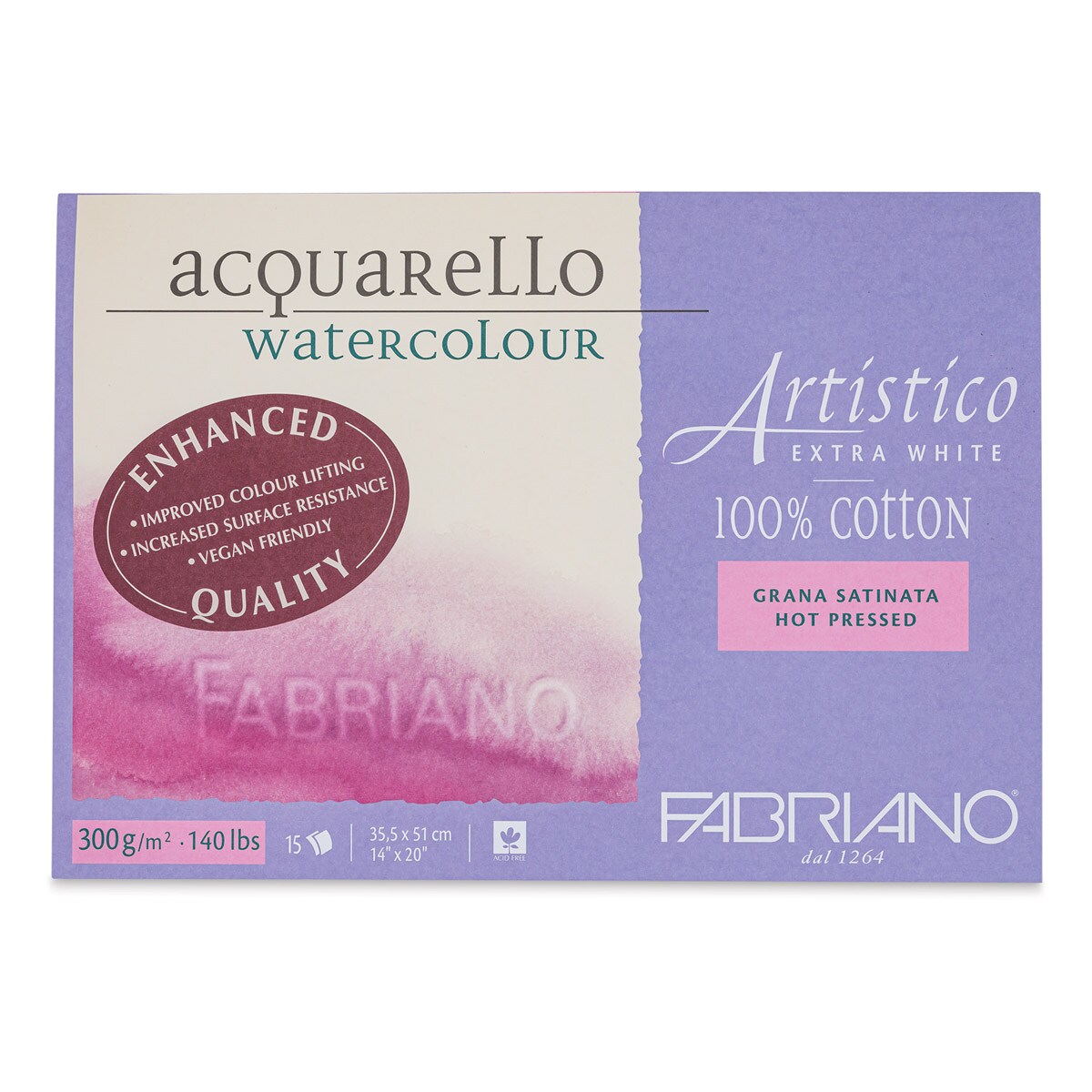 Fabriano Artistico Enhanced Watercolor Block - Extra White, Hot Press, 14" x 20"