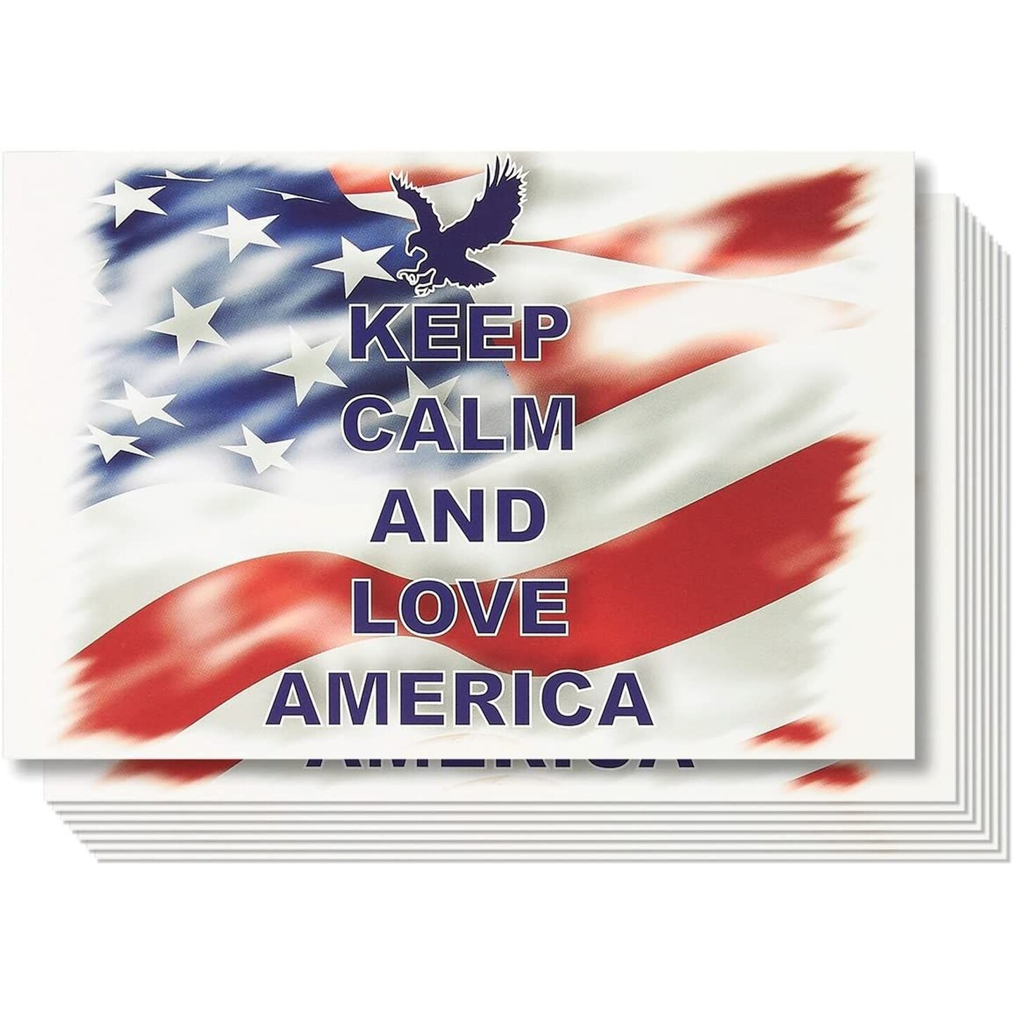 40-Pack American Postcards Set - Bulk Keep Calm and Love America Patriotic Postcards, 4 x 6 Inches
