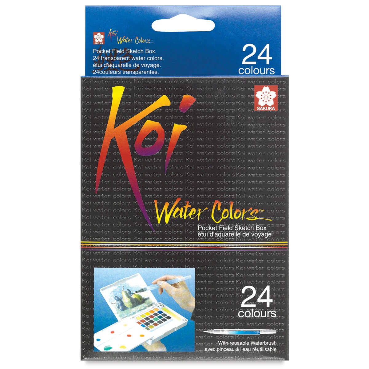 Sakura Koi Watercolor Half Pan - Set of 24 Sketch Box, Assorted Colors