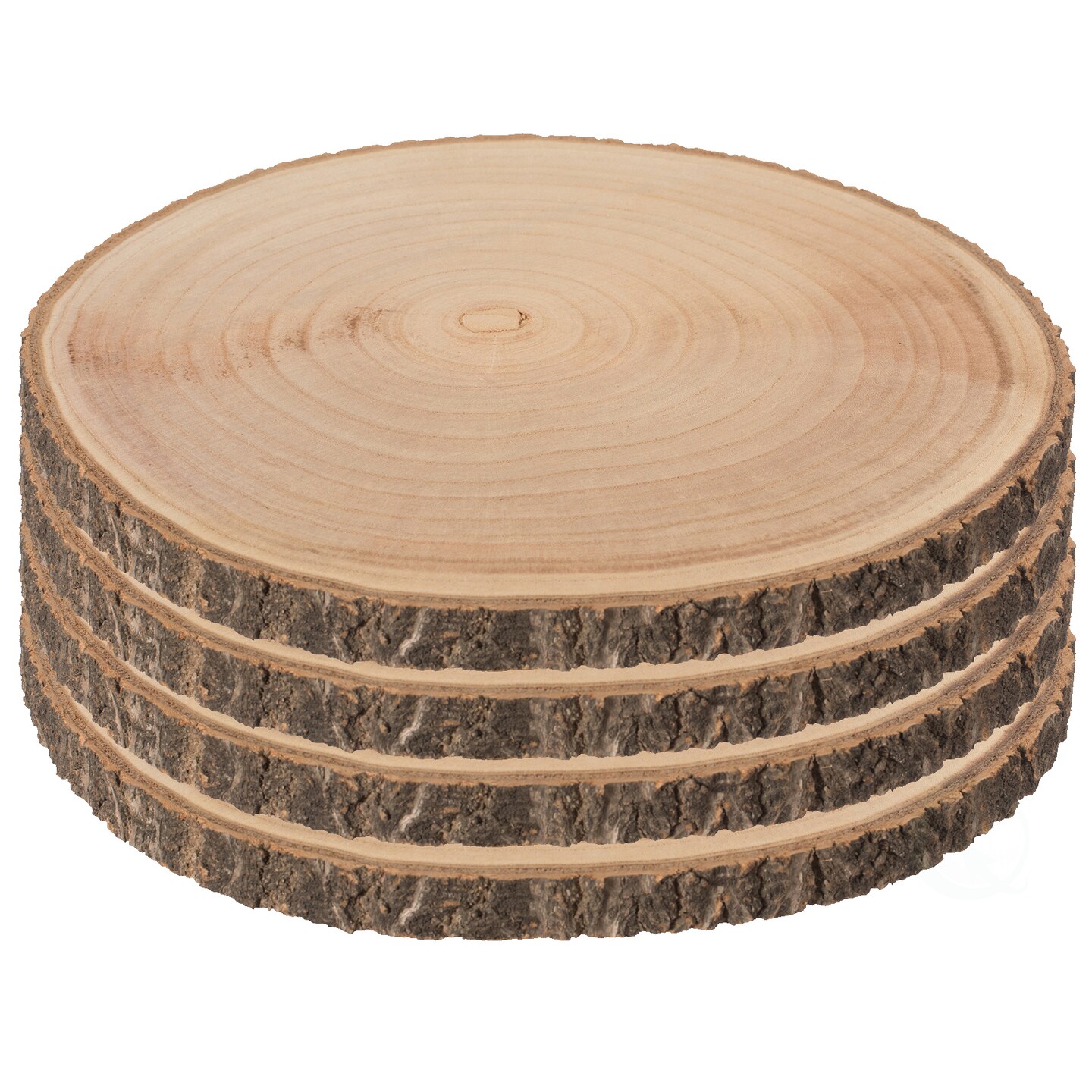 Home Decor Natural Wooden Bark Slice Tray Large Rustic Table Charger Centerpiece, Set of 4