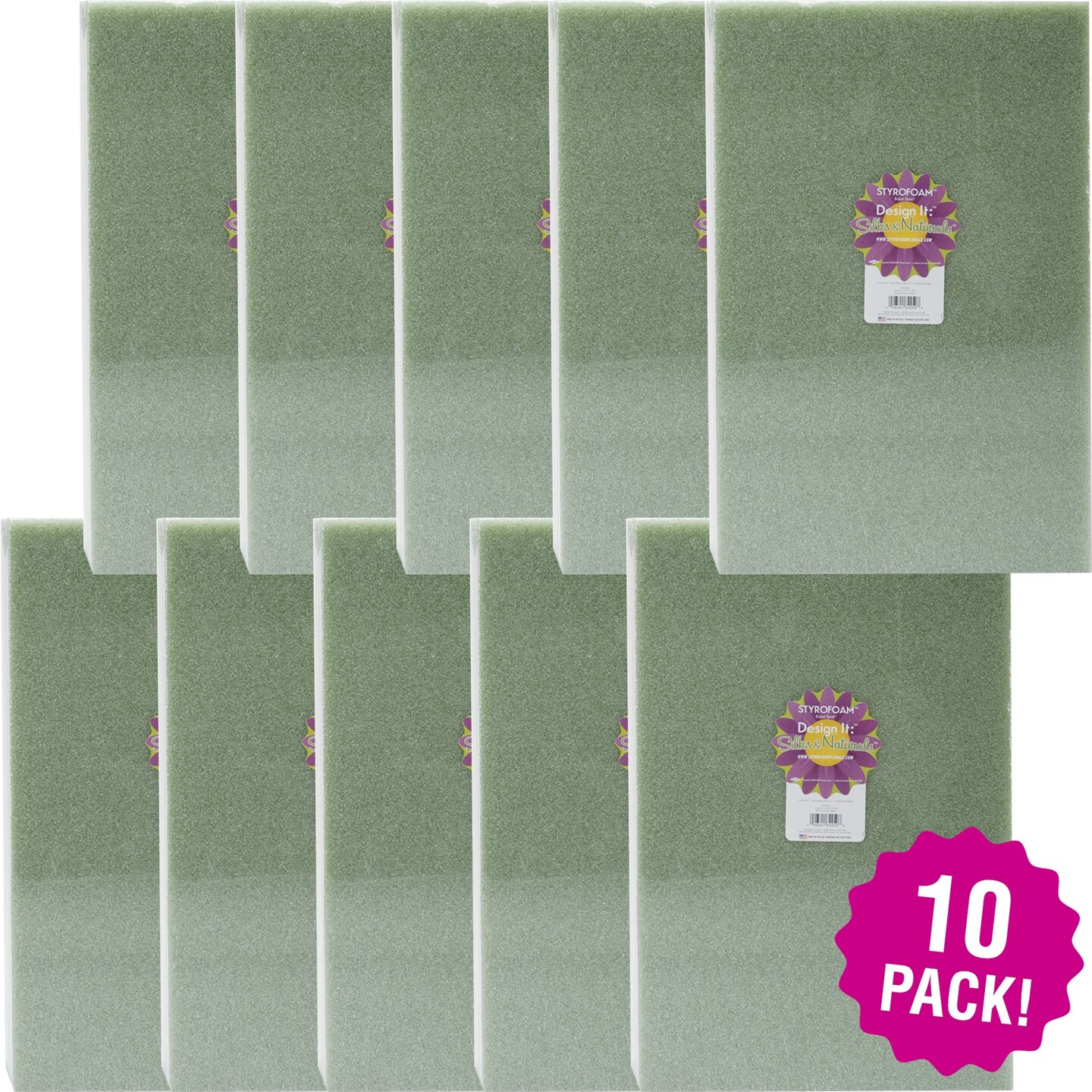 Styro Block 18"X12"X2" 10/Pkg