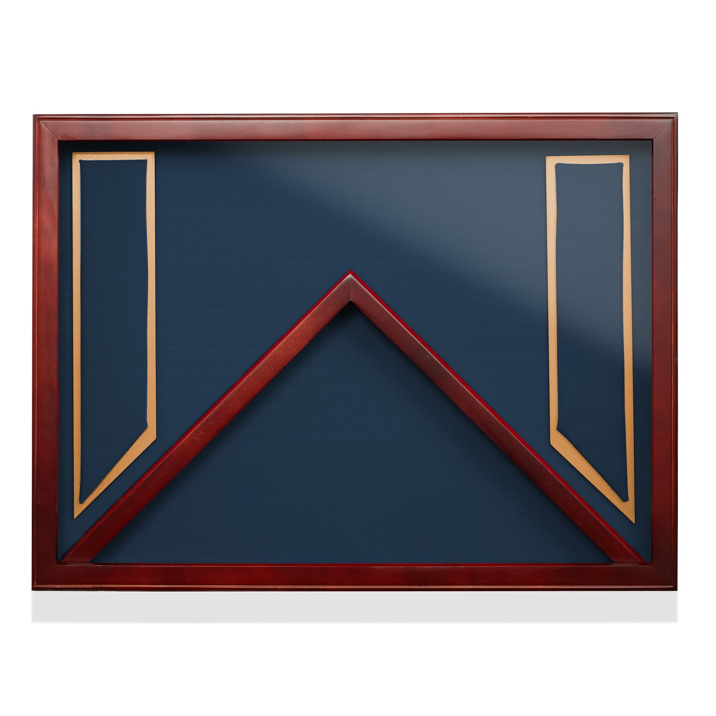 Reminded Military Shadow Box Display Case for Medals & Burial Flag - Solid Wood Cabinet with Velvet Insert