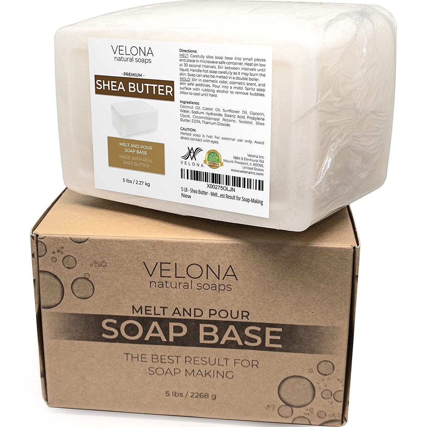 5 LB - Shea Butter - Melt and Pour Soap Base by Velona | SLS/SLES Free | Natural Bars for The Best Result for Soap-Making