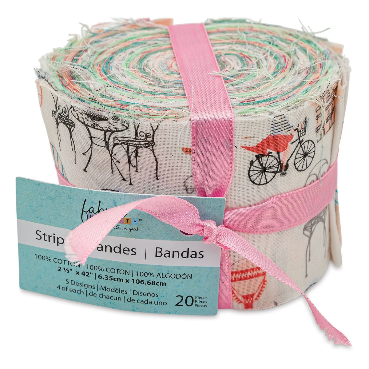 Fabric Palette Pre-Cut Fabric - Summertime in Paris Strips, Package of 20, 2-1/2" x 42"