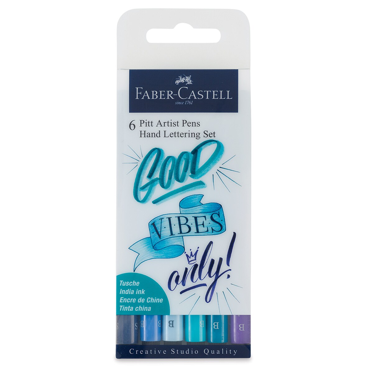 Faber-Castell Pitt Artist Pen Set - Lettering Set, Good Vibes Only!, Set of 6