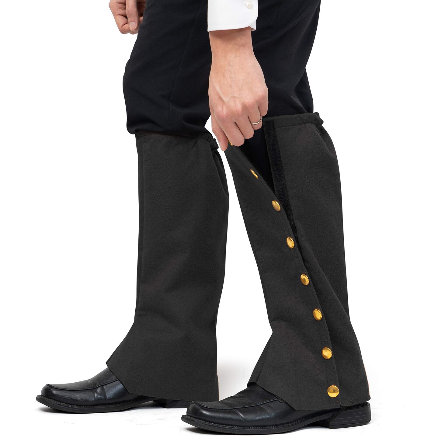 Faux Suede Steampunk Boots - Over The Shoe Black Costume Boots Accessories with Gold Buttons for Medieval and Renaissance Costumes for Adults &#x2026;