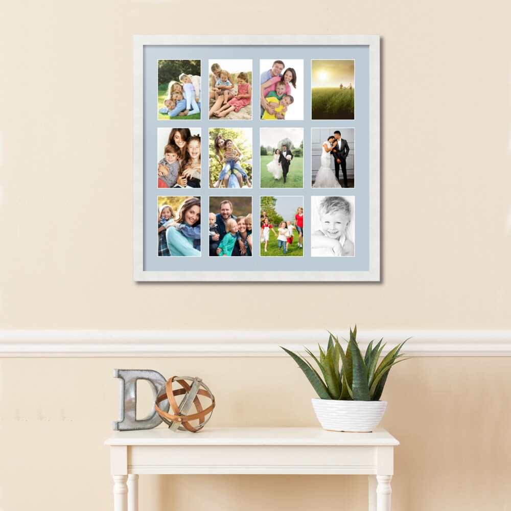 ArtToFrames Collage Photo Picture Frame with 12 - 5x7 inch Openings, Framed in White with Over 62 Mat Color Options and Plexi Glass (CSM-3966-229)