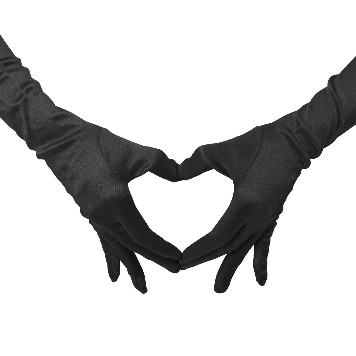 Black Satin Opera Gloves - Roaring 20&#x27;s Fancy Flapper Elbow Gloves - 1 Pair