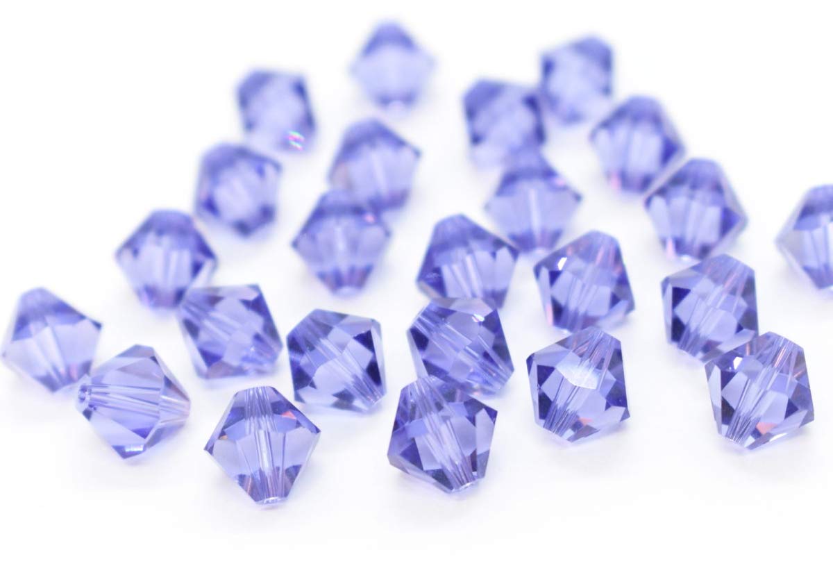 100pcs Authentic Preciosa 3mm (0.12 Inch) Small Faceted Bicone Crystal Beads Tanzanite Compatible with Swarovski Crystals 5301/5328 Pre-B326