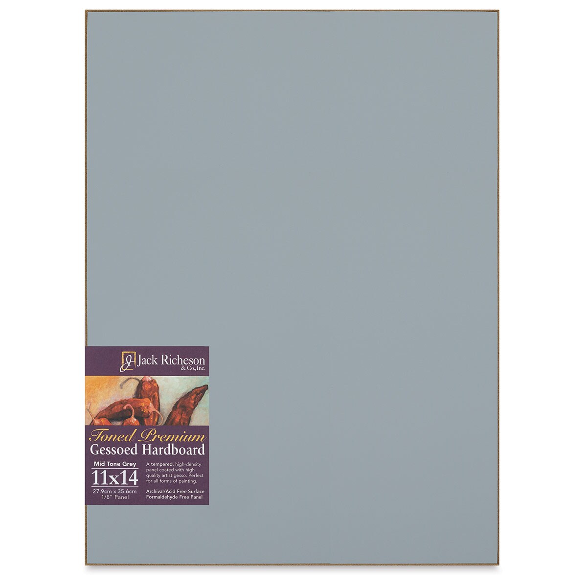 Richeson Toned Gesso Hardboard Panel - 11" x 14", Mid-Tone Grey