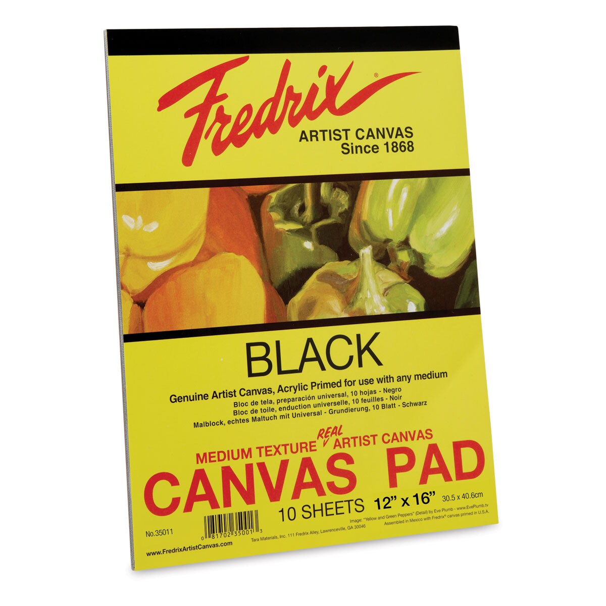Fredrix Canvas Pad - 12&#x22; x 16&#x22;, Black, 10 Sheets